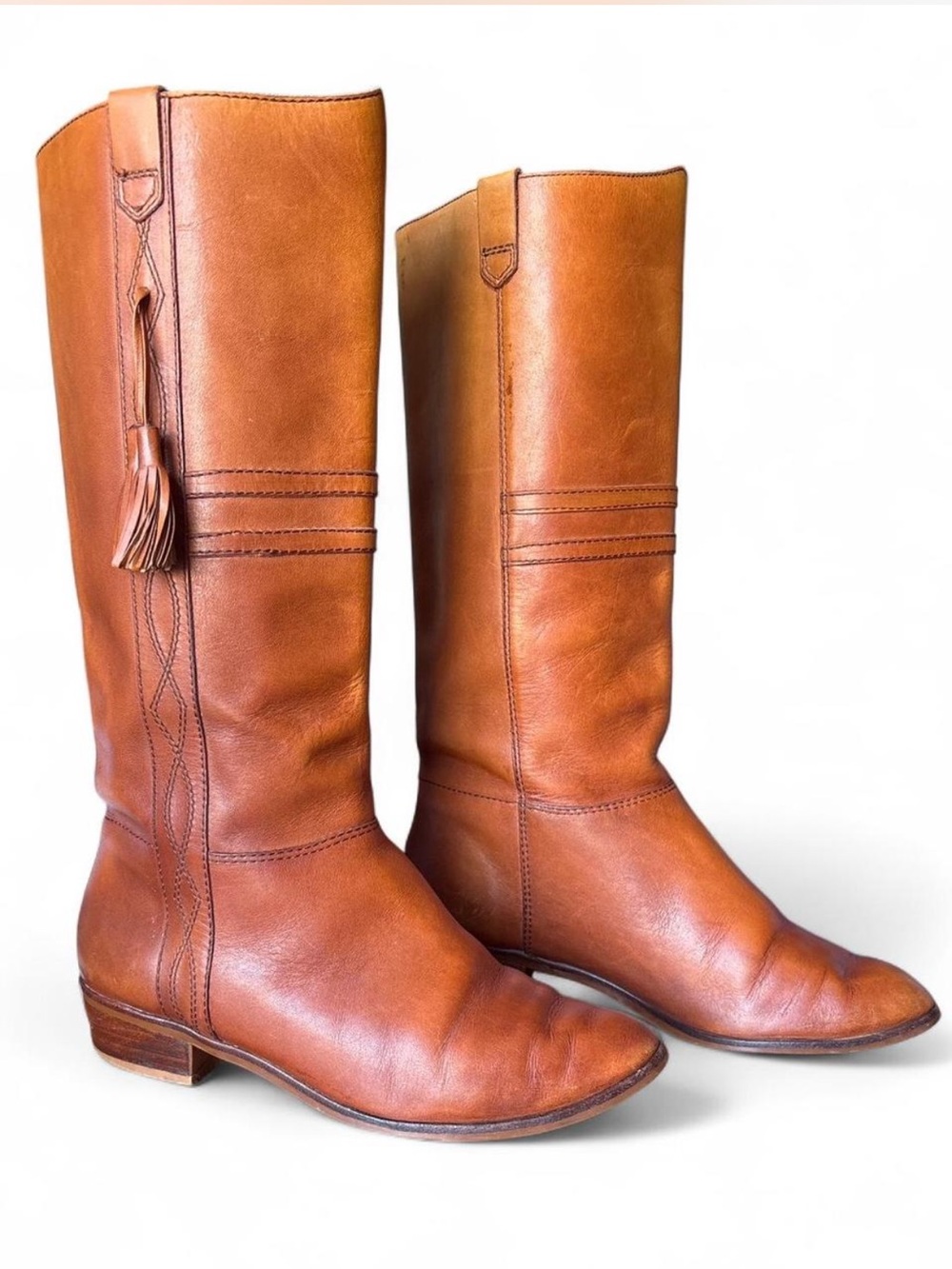 Women's Tall Leather Riding Boots - Tan